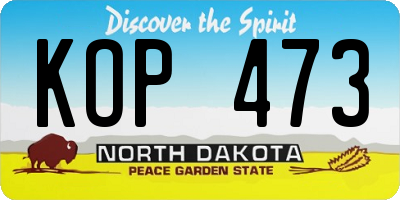 ND license plate KOP473