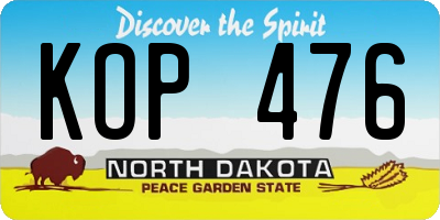 ND license plate KOP476