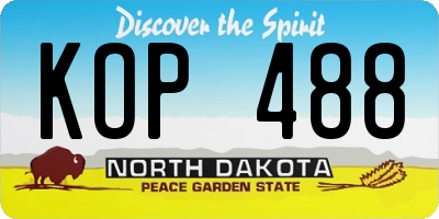 ND license plate KOP488