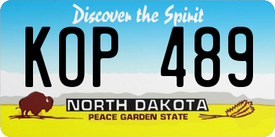 ND license plate KOP489