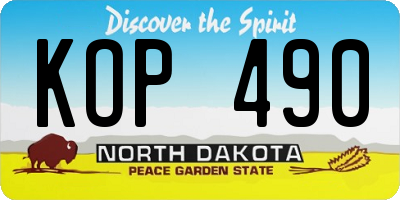 ND license plate KOP490