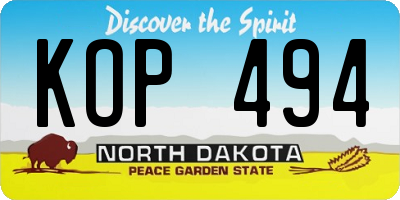 ND license plate KOP494