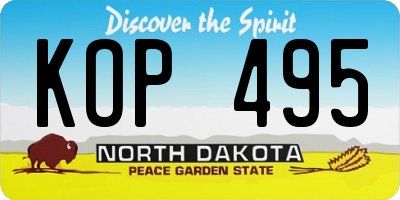 ND license plate KOP495