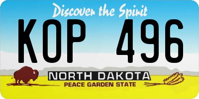 ND license plate KOP496