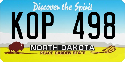 ND license plate KOP498
