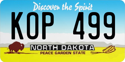 ND license plate KOP499