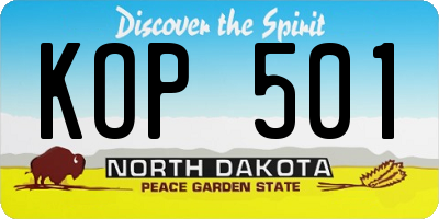 ND license plate KOP501