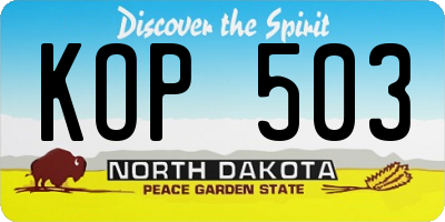 ND license plate KOP503