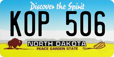 ND license plate KOP506
