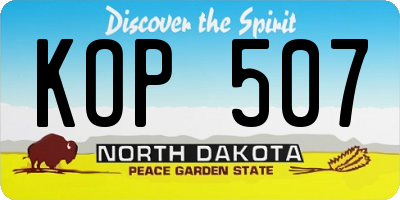ND license plate KOP507