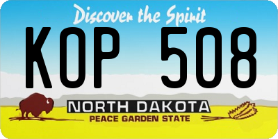 ND license plate KOP508