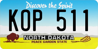ND license plate KOP511