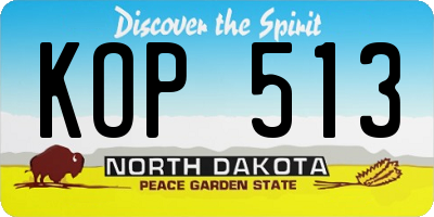 ND license plate KOP513