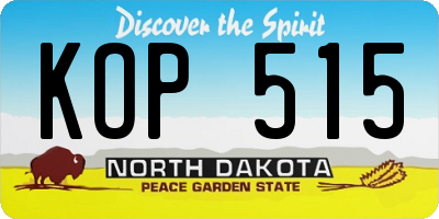 ND license plate KOP515