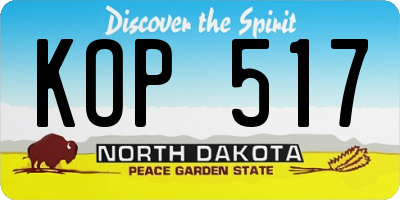 ND license plate KOP517
