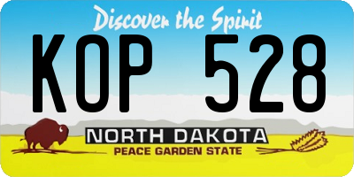 ND license plate KOP528