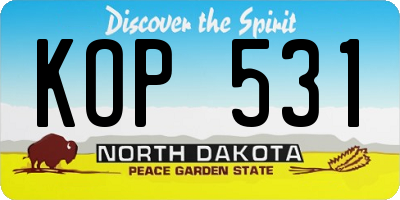ND license plate KOP531