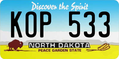 ND license plate KOP533