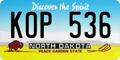 ND license plate KOP536