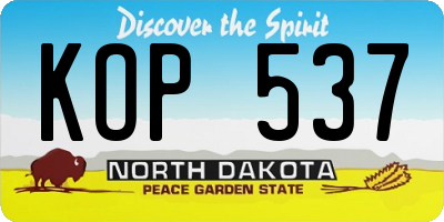 ND license plate KOP537