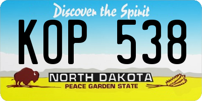 ND license plate KOP538