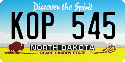 ND license plate KOP545