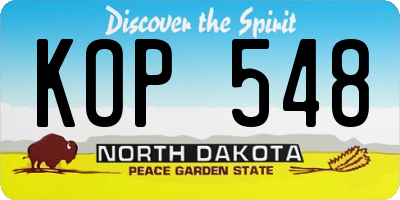 ND license plate KOP548