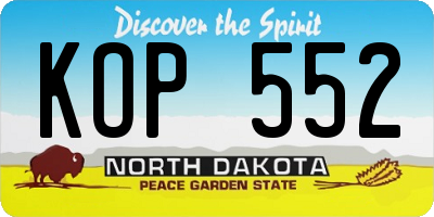 ND license plate KOP552