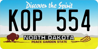 ND license plate KOP554