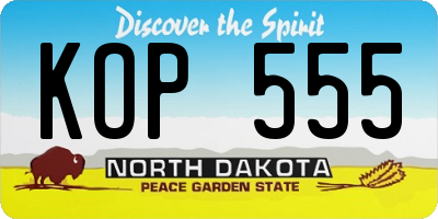 ND license plate KOP555