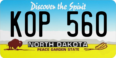 ND license plate KOP560