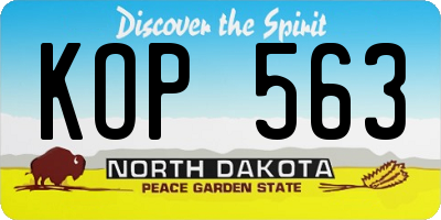 ND license plate KOP563
