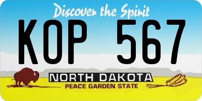 ND license plate KOP567