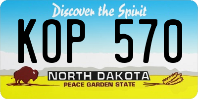 ND license plate KOP570