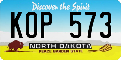 ND license plate KOP573