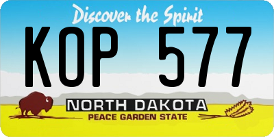 ND license plate KOP577