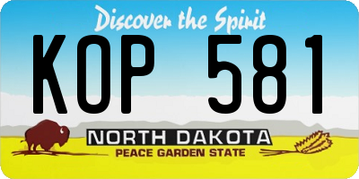 ND license plate KOP581