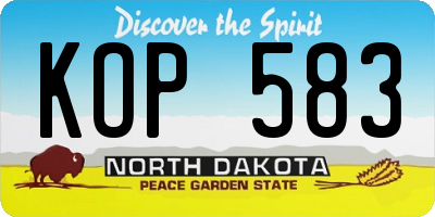 ND license plate KOP583