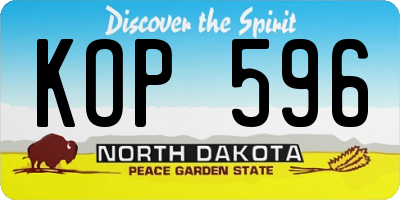 ND license plate KOP596