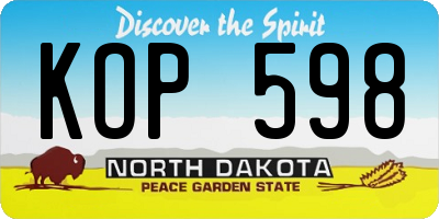 ND license plate KOP598