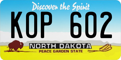 ND license plate KOP602