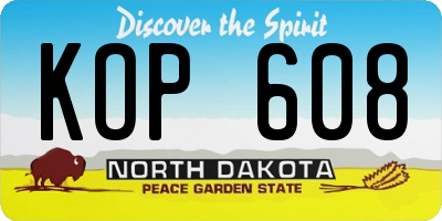 ND license plate KOP608