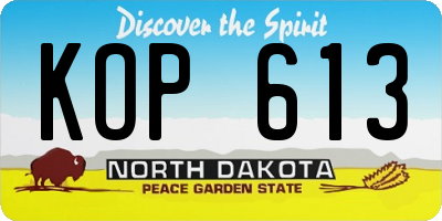 ND license plate KOP613