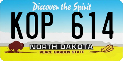 ND license plate KOP614