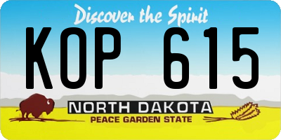 ND license plate KOP615
