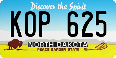 ND license plate KOP625
