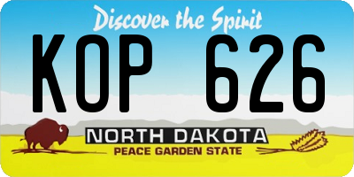 ND license plate KOP626