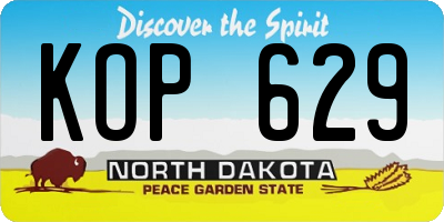 ND license plate KOP629