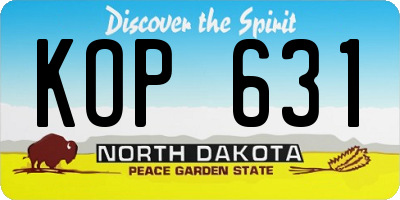 ND license plate KOP631