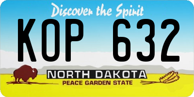 ND license plate KOP632